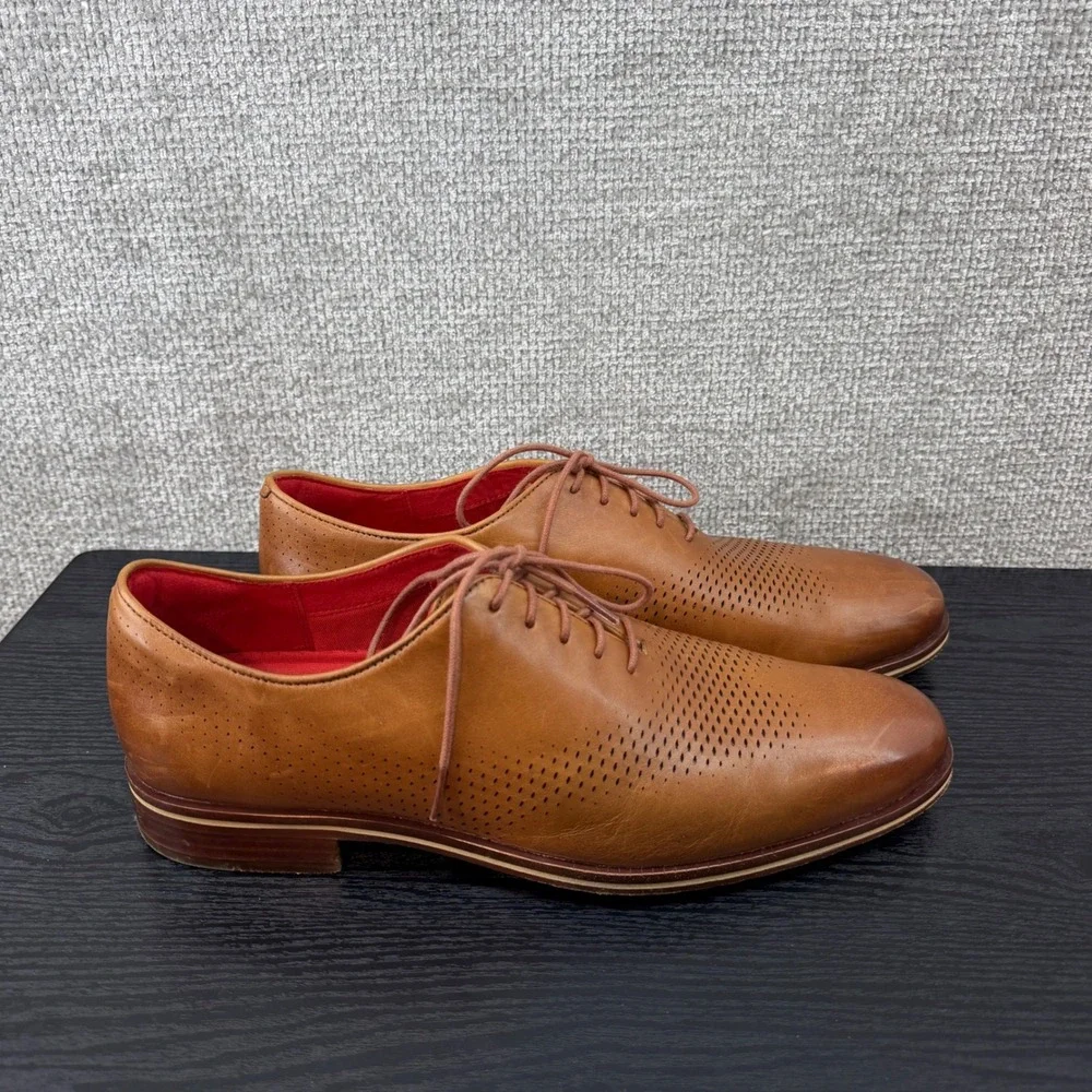 Cole Haan Men's 10.5 Tan Washington Grand Laser Wingtip Oxfords